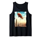 Zeppelin Fliegt Über Skyline Manhatten Tank Top