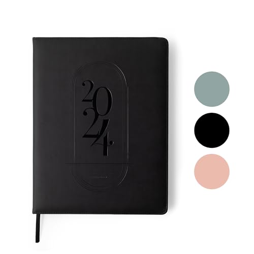 Rileys & Co 2024 Weekly Planner - Premium Annual Weekly & Monthly Agenda Planner, Jan - Dec 2024, Flexible Cover, Notes Pages, Twin-Wire Binding (8.5 x 11-Inches, Black)