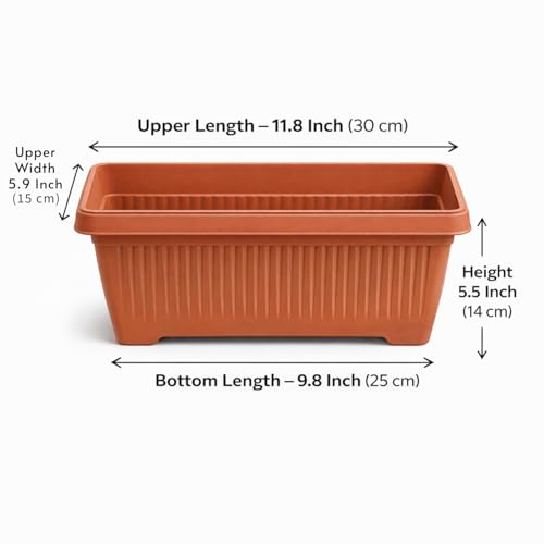 Image of Bello Rectangle 30cm Black Plastic Planter | Rectangular Flower Pot for Home & Garden (Pack of 3)