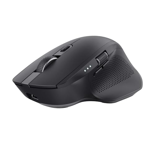 Trust Ozaa+ Mouse Wireless Bluetooth + 2.4GHz, Mouse Silenzioso Multi-dispositivo, Rotellina Laterale, 60% Plastica Riciclata, Bluetooth Ricaricabile Laptop PC Computer Windows Mac - Nero