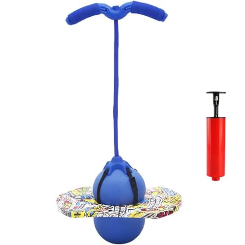 Chingcoo Pogo Stick für Kinder, Sportgeräte für Kinder, Pogo Stick mit Kordelzuggriff, geeignet für Hüpfstange mit Kindern (Blau Spleißen)