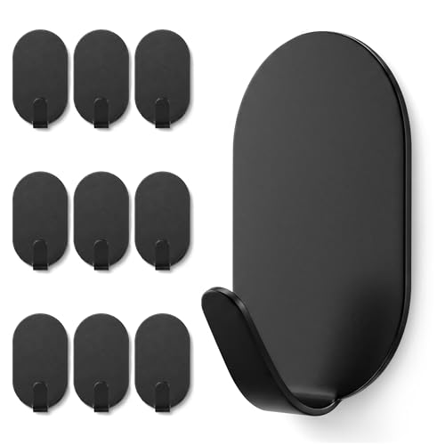Self Adhesive Hook 10 Pack - Wall Hangers Without Nails - Wall Hooks Stick on Heavy Duty for Bathroom, Kitchen, Office, Sink, Refrigerator