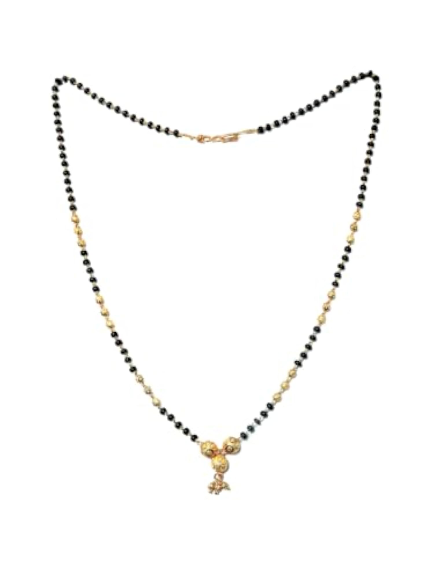 Women's Traditional Black Beads Short Mangalsutra Chain