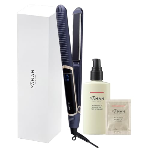 ヤーマン ストレートヘアアイロン スムースアイロン フォトイオン プラス モイストホールドリペアオイル付 海外対応 YJHB6LAM ネイビー 【Amazon.co.jp限定】のサムネイル