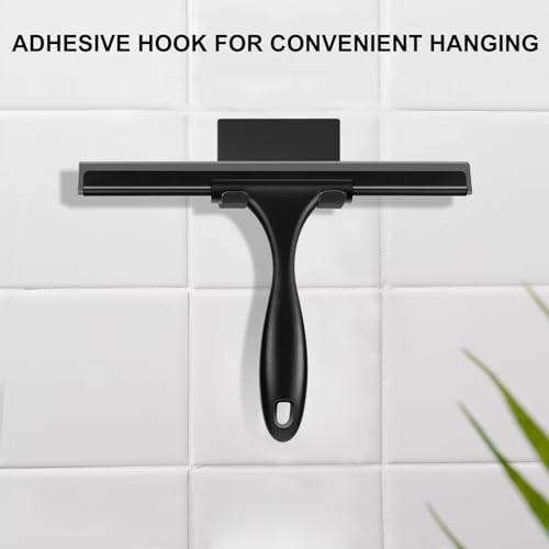 Image of SetSail Squeegee for Shower Glass Door Stainless Steel Shower Squeegee for Glass Doors All-Purpose Window Squeegee for Tile Shower Walls, Sink, Mirror, Bathroom, Car Window Cleaning 10 Inches, Balck