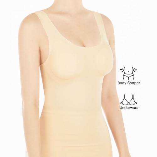 Regata sem costura com controle de barriga com sutiã embutido SSV, Pele, P