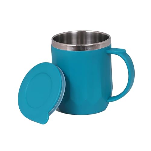 Image of Insulated Coffee Mug 350 ml - Leakproof Lid, Double Wall Stainless Steel Tea Mug, Cool Touch Outer, Travel Cup for Office & Car, Keeps Drinks Hot /Cold - Blue