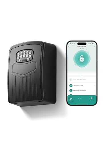 NexusLab Smart Key Lock Box with App Control, Bluetooth & Digital Password Combination Lock, Wall Mount Heavy Duty Metal Key Safe Box for Home, Office, Real Estate & Airbnb Outdoor