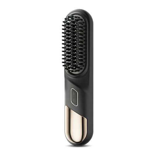 Cepillo alisador de cabello inalámbrico mini portátil negro miniatura 1