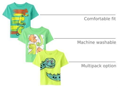 The Children's Place Baby Boy's and Toddler Dino Short Sleeve Graphic T-Shirts,Multipacks, Dinosaurs 3-Pack, 5T - image 4