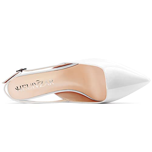 HEUIVZAR Womens Slingback Pumps Kitten Low Heel Pointed Toe Sandals Patent Dress Shoes Cute Vacation 1.5 Inch4