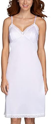 Vanity Fair Women's Anti-Static Nylon Full Slips for Under Dresses (S-5XL), Lace-24-White, 3X-Large