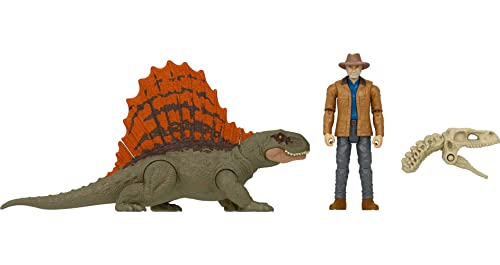 Jurassic World Dominion Dr Alan Grant & Dimetrodon Human And Dino Pack With 2 Action Figures, Toy Gift Set And Collectible #TOP3