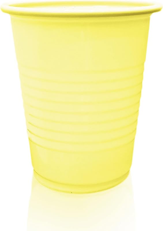 Plastic Reusable Yellow Colour Cup Set for Occasional Party, Strong Reusable Glass, Leakproof Recylable, Great for Water Juices Milk & More Party & Event Supplies (Set of 50pcs) 350 ml