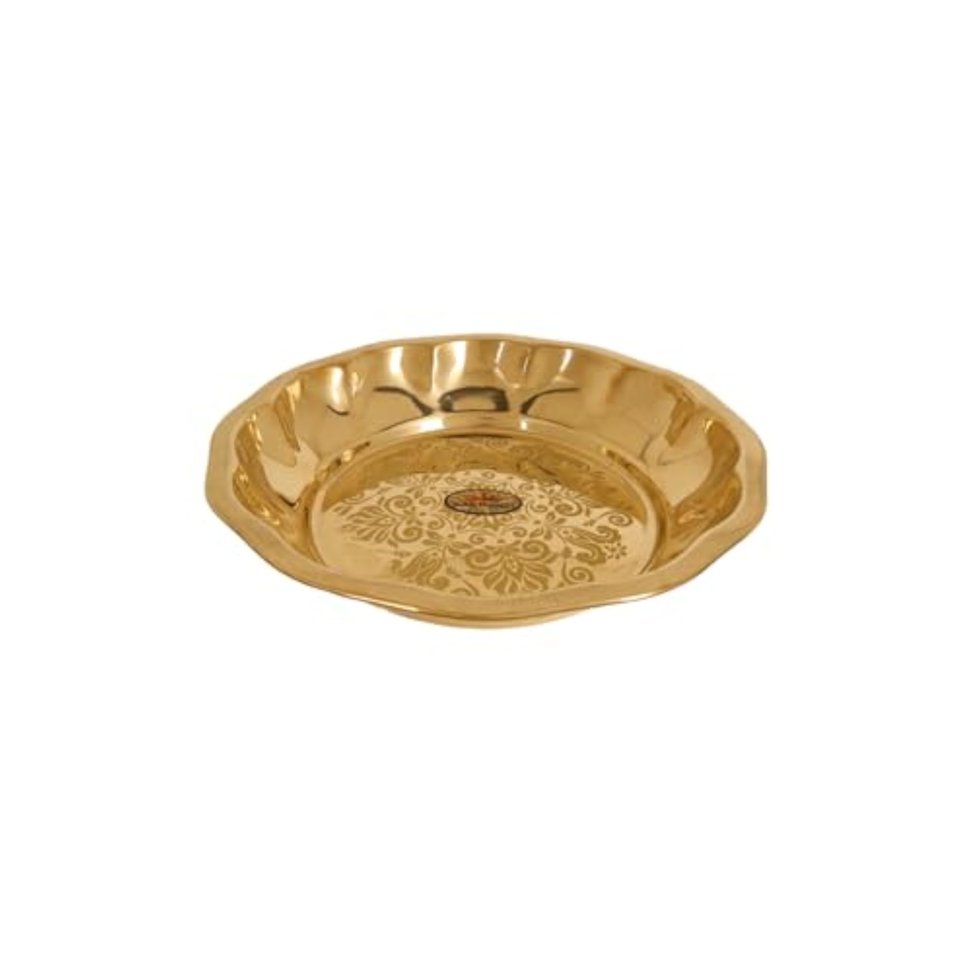 Brass Lotus Pooja Plate with Lotus Design for Temple & Home Use