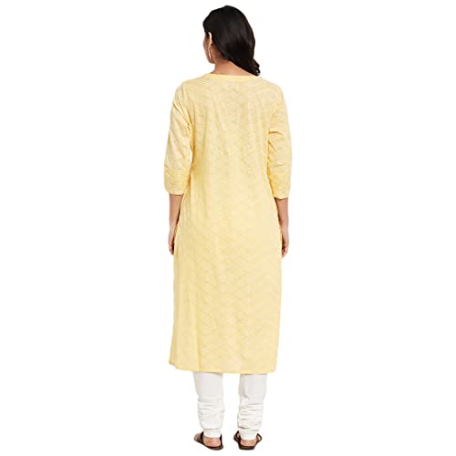Image of Fabindia Women Cotton Pintuck Hand Block Printed Long Kurta White