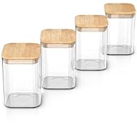 Arendo - Vorratsbehälter mit Deckel 1200ml - 4er Set - Behälter aus Glas – hitzebeständig – Vorratsdosen/Vorratsgläser mit Bambusdeckel - luftdicht - für Müsli Zucker Mehl Kaffee Reis – Ansicht 6