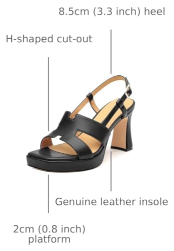 Image of ROSERWISH Womens Platform Heeled Sandals, Open Square Toe Chunky Heels, Strappy Sandals for Women, Leather Insole Dress Shoes for Prom Weeding Bride Party 3.5 inch