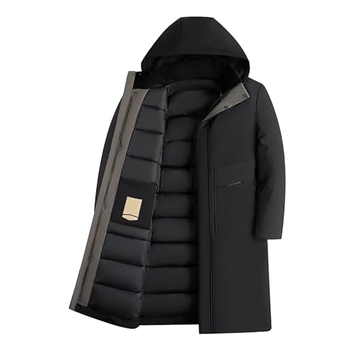 Abrigo térmico de invierno para hombre chaqueta larga resistente al viento con capucha