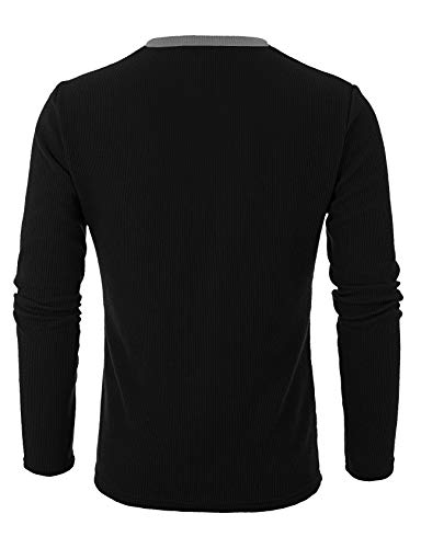 GIVON Men's Slim Fit Henley Shirt Long Sleeve Front Placket Cotton Pullover T Shirt Top3