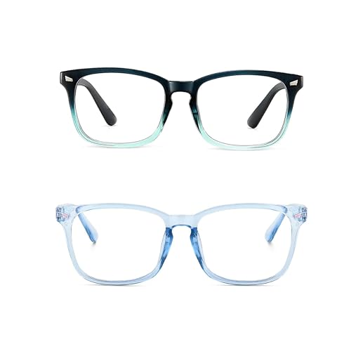 Image of Blue Light Blocking Computer Glasses for Men & Women, Square TR90 Lightweight Eyeglasses Frame, Anti Eye Strain UV Protection, Clear Lens for Gaming Office Reading