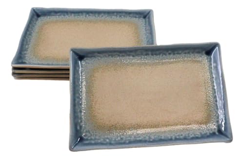Set 5 Platos Rectangulares Sushi Porcelana Azul 19.7x12 cm miniatura 1