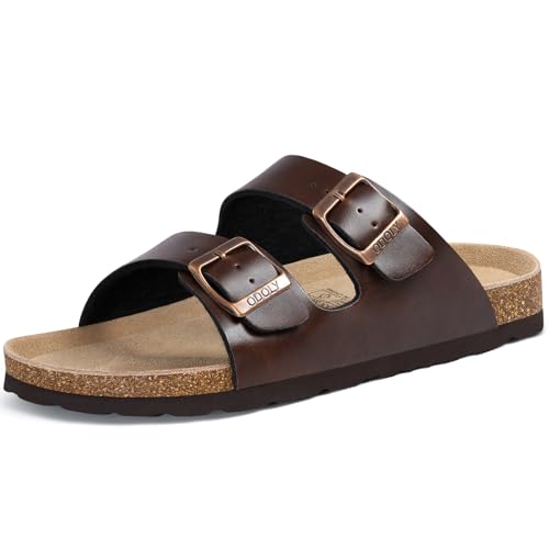 ODOLY Unisex Cork Slide Sandals with Arch Support, Brown, 41