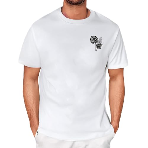 Camisa Informal de Manga Corta para Hombre 2189, Camiseta con Estampado de Silueta Hawaiana, Cuello Redondo, pulóver Holgado, Manga Corta