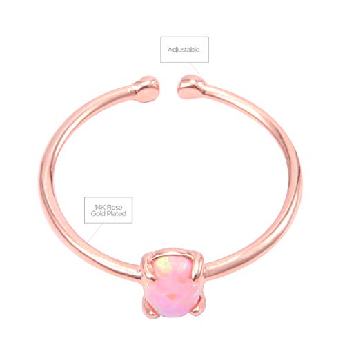 Musthave 18K Rose Gold Plated Opal Ring, White/Green/Pink thumb #2