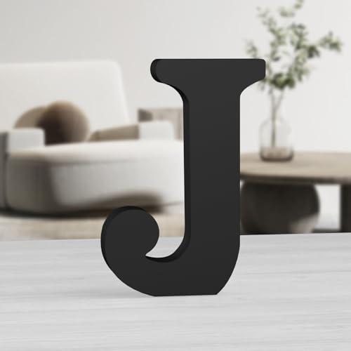 MeteoraPrime Lettres en Bois Noir 20 cm Lettres en Bois Non Finies pour Décoration Murale Lettres Décoratives Debout Lettres Noir en Blocs pour Décoration Murale pour...