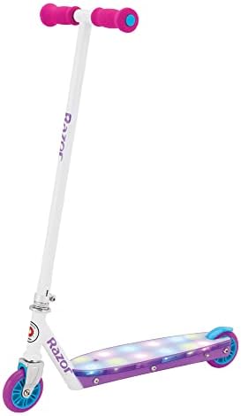 Razor Party Pop Kick Scooter for Kids Ages 6+ - 12 Multi-Color LED Lights, Urethane Wheels, Rear Fender Brake, For Riders up to 143