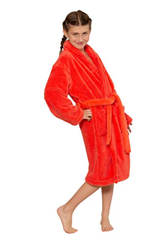 Kids Robe, Microfleece Soft Plush Bathrobe (Small / 3-5 Years, Coral) #TOP15