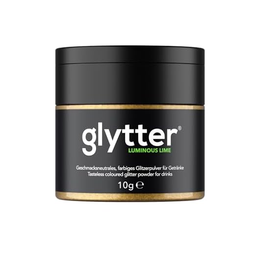 Glytter Glitzerpulver für Getränke (Neongrün) - essbarer Glitzer für Drinks & Flüssigkeiten, für Likör, Sekt, Cocktails - trinkbares & geschmacksneutrales Glitzerpulver - Glitzerpuder, Glitzer-Staub