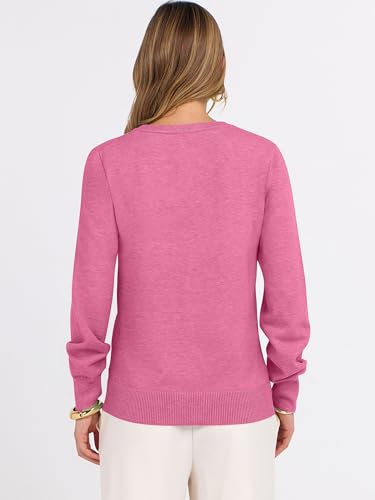 ANRABESS Women’s Fall Long Sleeve V Neck Light Sweaters,Hot Pink,XXL — view 5