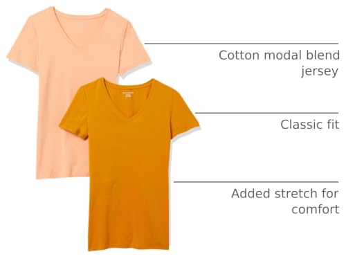 Image of Amazon Essentials Women's Regular-Fit Short-Sleeve V-Neck T-Shirt