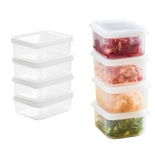 Beufee 8pcs Réfrigérateur Conteneurs de Stockage d'aliments, Gardien Bacon pour réfrigérateur Organisateur congélateur empilable à l'air Contenant des Aliments congelés