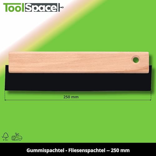 ToolSpace Gummispachtel 250 mm Fliesenspachtel Fugengummi Holzgriff - Verfuggummi - Werkzeuge für Steingut Fuggummi Glättkelle Gummi Ergonomisch Arbeit