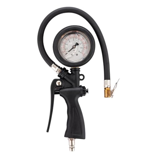 ORAZIO Tyre Inflator Pressure Gauge with Liquid Filled 230 PSI Tire Inflator Pump Gun Air Chuck Compressor Cars Van RV Bikes Tire Tool 230800