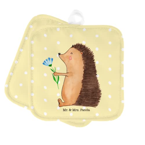 Mr. & Mrs. Panda Topfuntersetzer Igel Blumen - Geschenk, Ofenhandschuh, Topflappen mit Spruch, Tiere, Topflappen, krank, Topflappen lustig, lustige