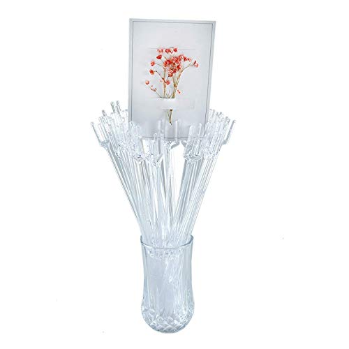 Timoo 50 Pcs 12.2'' Plastic Floral Picks, Transparent Fork Shape Straight Head Flower Pick Card Holders for Gift Cards, Place Cards, Photos, Floral Arrangement & Home Decor