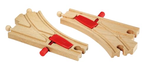 brio world - 33344 mechanical switches  2-piece interactive wooden train tracks set  enhances motor skills  compatible with brio toys  great gift for kids ages 3 and up