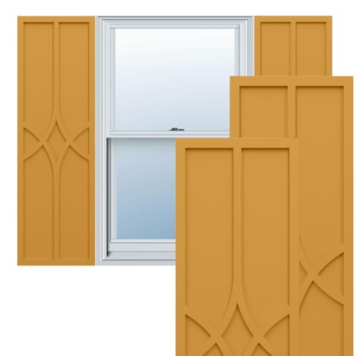 Ekena Millwork TFP001CP15X052TU True Fit PVC Cedar Park (Per Pair-Hardware Not Included) Fixed Mount Shutters, 15-in. W x 52-in. H, Turmeric