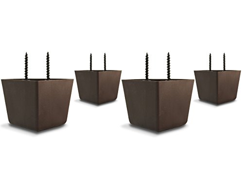 Choice Parts - 2 Inch Tall Triangle Walnut Brown Plastic Sofa Legs (Pack of 4 Replacement Feet)