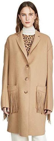 R13 Women's Fringe Raw Cut Coat, Camel, Tan, S