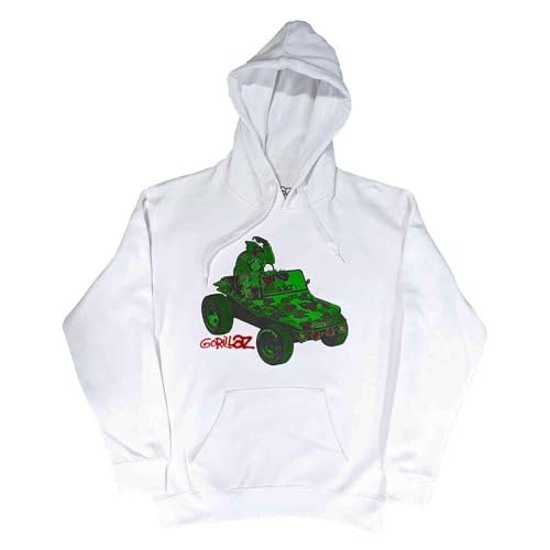 Image of Gorillaz Geep Band Logo Hoodie Green Official Unisex White Size L