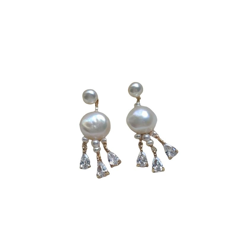 Boucles d'oreilles perle d'eau douce et zircon, le cadeau de Saint-Valentin idéal