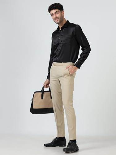 Image of Mc Henry Men's Solid Techno Flex 2-inch Waist Expandable Premium Luxurious Wrinkle Free Slim Fit Trousers