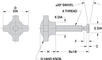 CL-14-KSA Carr Lane Manufacturing Knob Shoe Assembly Swivel Foot: Length 3-5/16