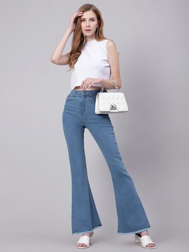 Image of KOTTY Flare Bottom Jeans for Women - Stylish Slim Fit with Bell Shape Leg
