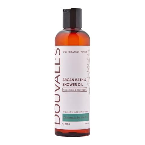 Douvalls Argan Bath and Shower Oil Muscle ease 240ml | Shower wash | Body Wash | Shower Gel | Argan Oil | Shaving oil | Milky body wash | Unisex Cover